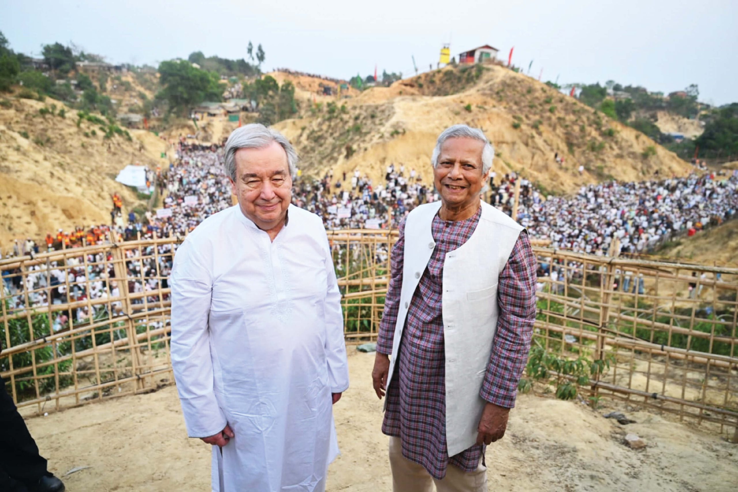 গত ১৪ মার্চ রোহিঙ্গা সমাবেশে জাতিসংঘ মহাসচিব ও প্রধান উপদেষ্টা। (ফাইল ফটো)